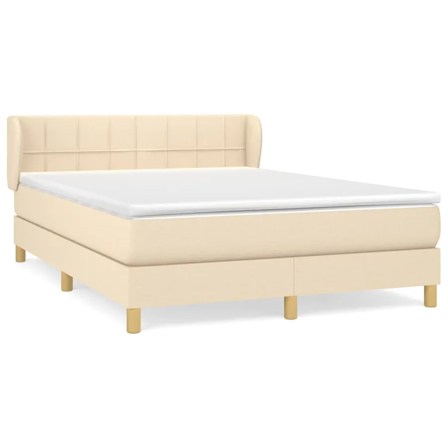 Sommier à lattes de lit avec matelas Crème 140x200 cm Tissu - 2