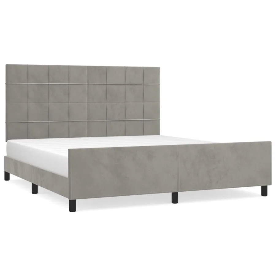 Cadre de lit sans matelas gris clair velours - 2