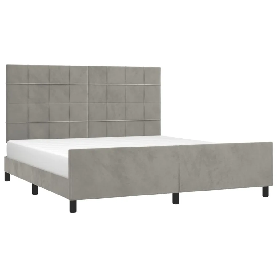 Cadre de lit sans matelas gris clair velours - 3