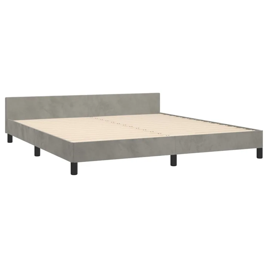 Cadre de lit sans matelas gris clair velours - 5