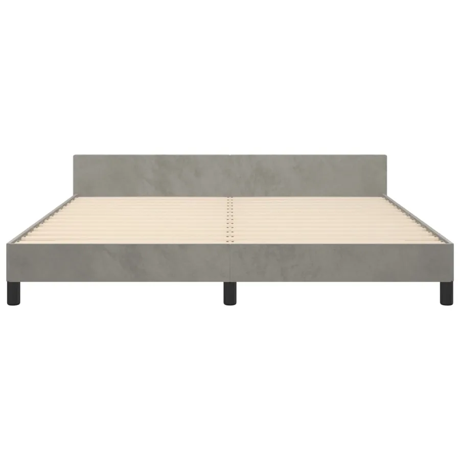 Cadre de lit sans matelas gris clair velours - 6