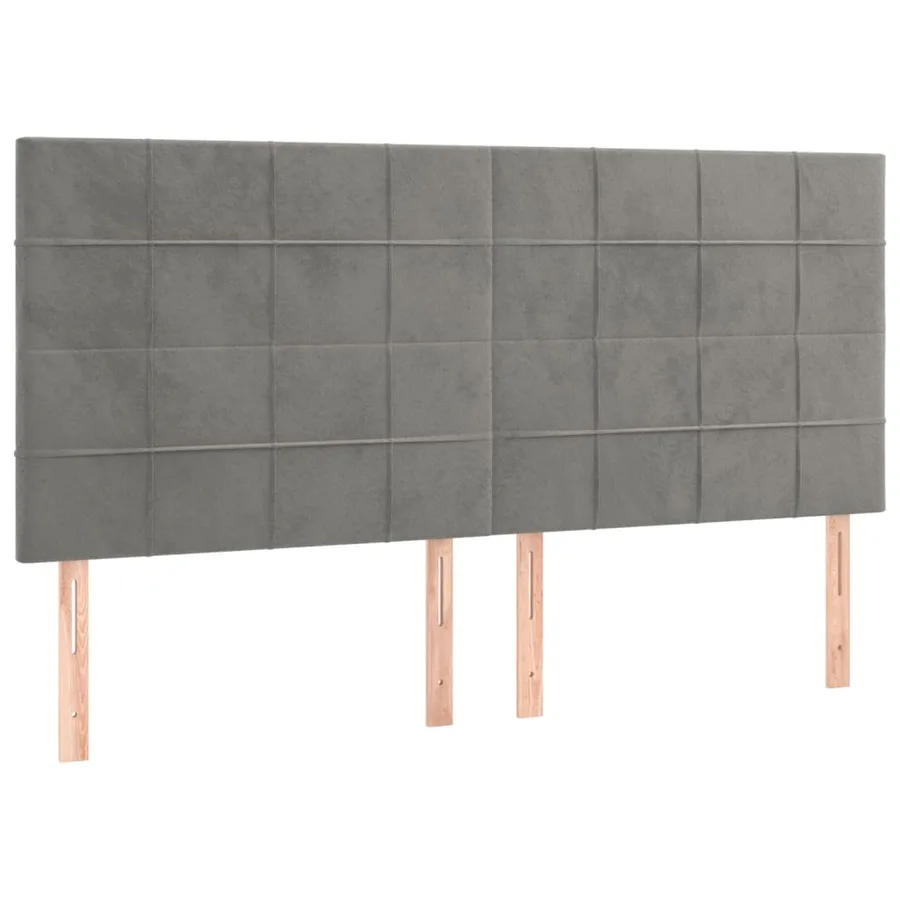 Cadre de lit sans matelas gris clair velours - 8