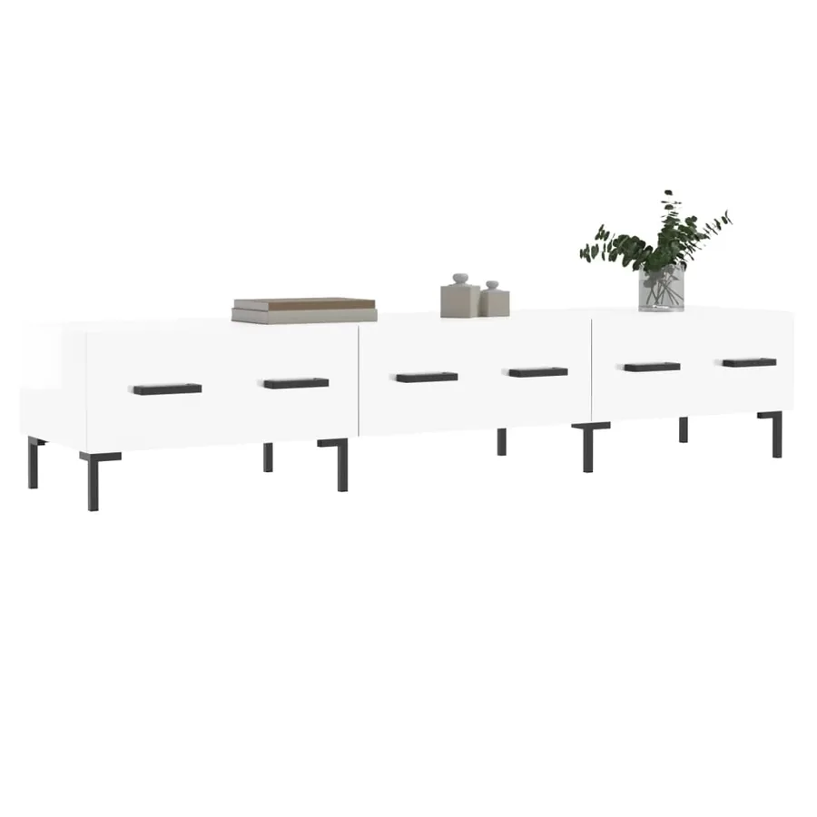 Meuble TV blanc brillant 150x36x30 cm bois d'ingénierie - 3
