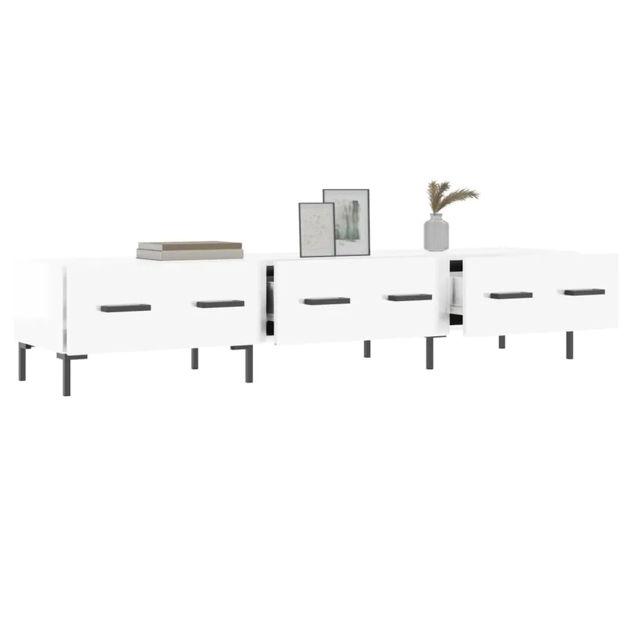 Meuble TV blanc brillant 150x36x30 cm bois d'ingénierie - 4