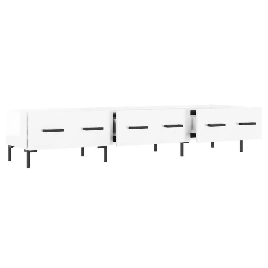 Meuble TV blanc brillant 150x36x30 cm bois d'ingénierie - 6