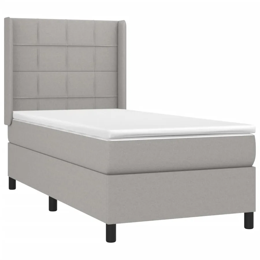Sommier à lattes de lit matelas LED Gris clair 90x190cm Tissu - 4