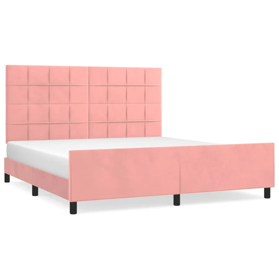 Cadre de lit sans matelas rose velours - 2