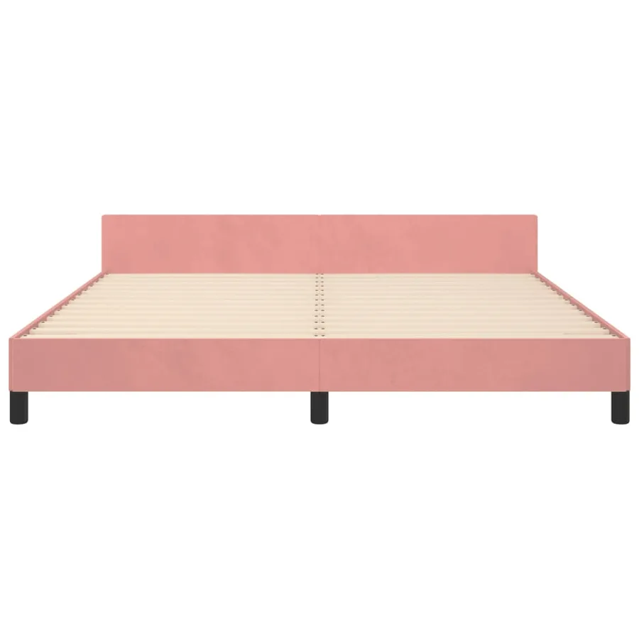 Cadre de lit sans matelas rose velours - 6