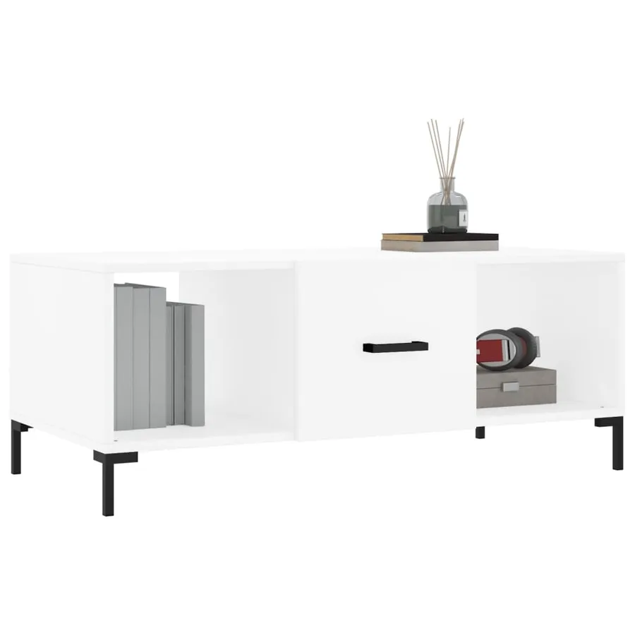 Table basse blanc 102x50x40 cm bois d'ingénierie - 3