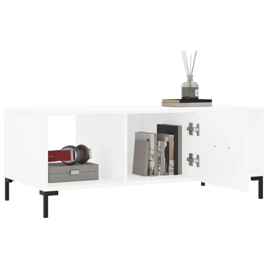 Table basse blanc 102x50x40 cm bois d'ingénierie - 4