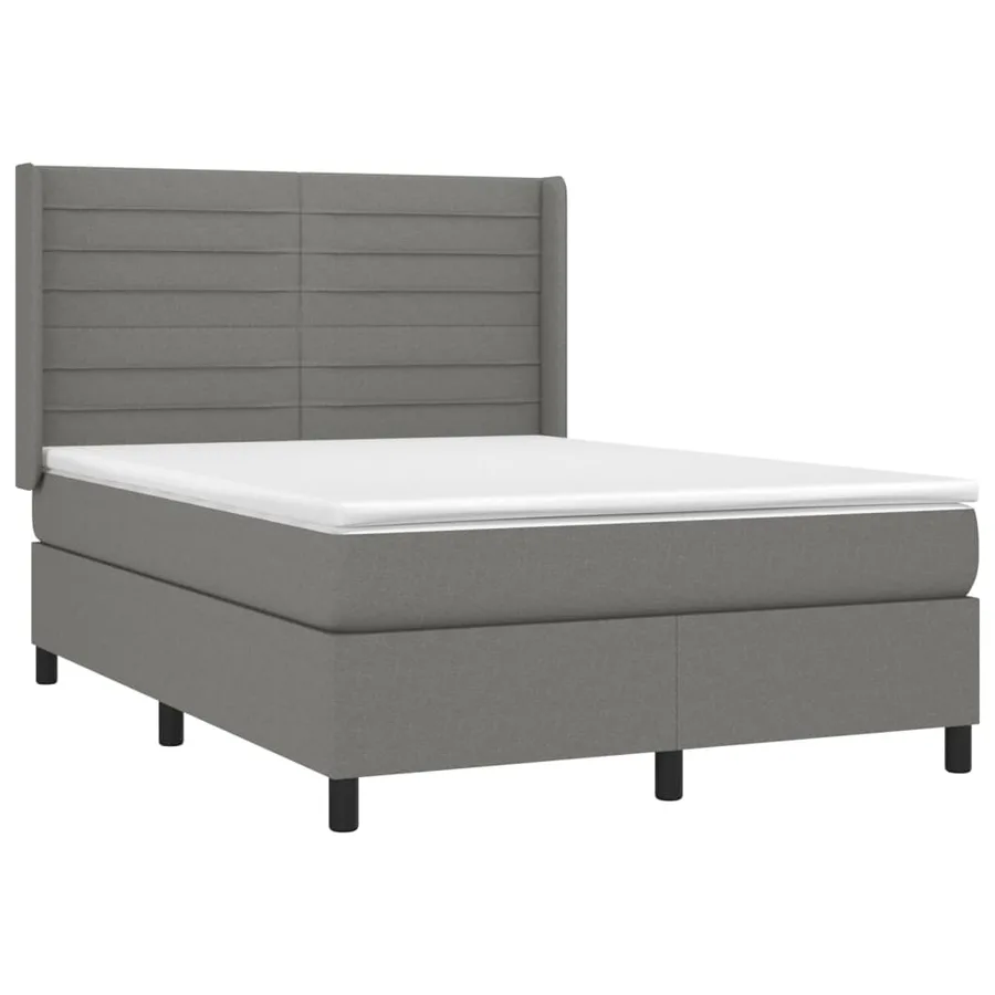 Sommier à lattes de lit matelas LED Gris foncé 140x200 cm Tissu - 4