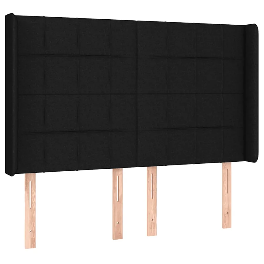 Sommier à lattes de lit matelas et LED Noir 140x190 cm Tissu - 7