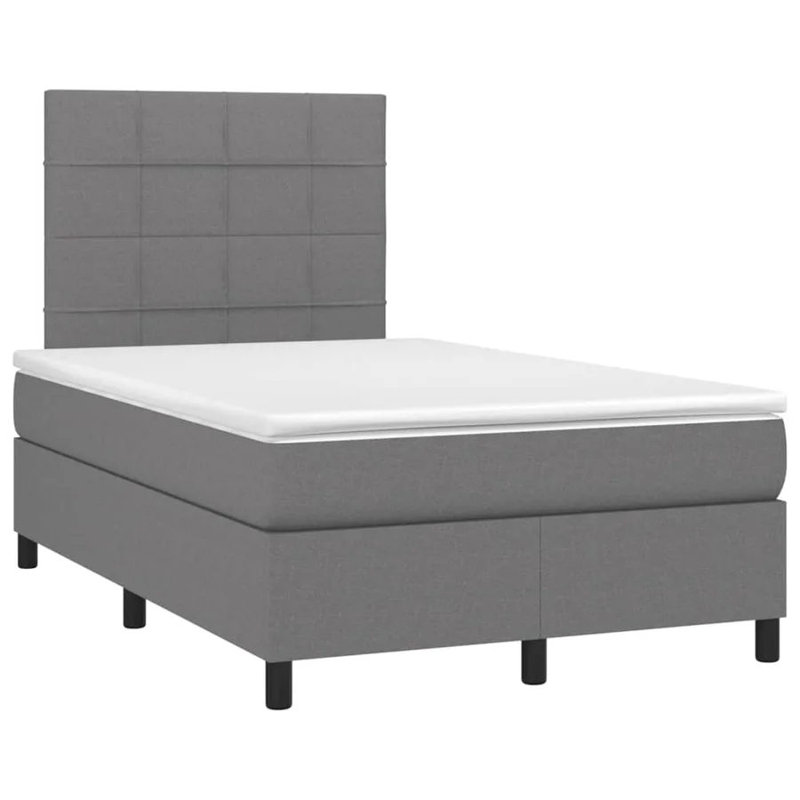 Sommier à lattes de lit et matelas et LED Gris foncé 120x200 cm - 3