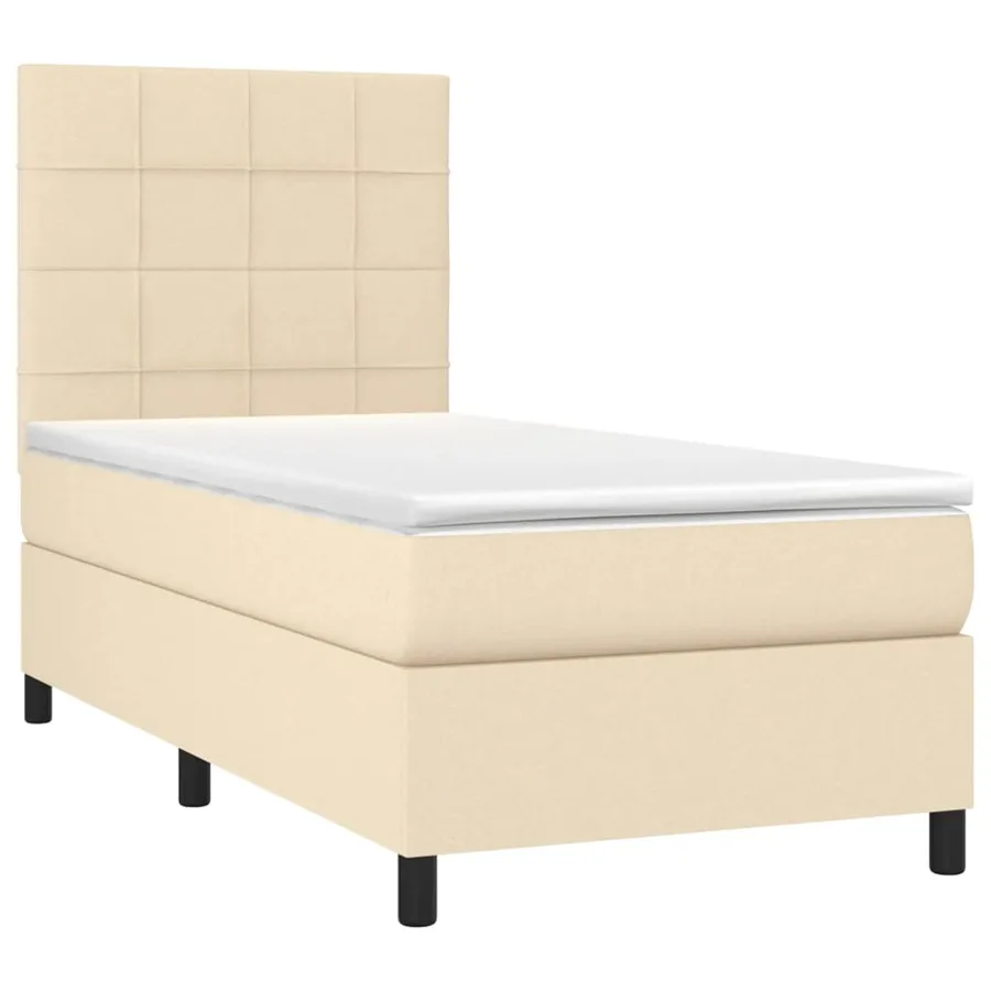 Sommier à lattes de lit et matelas et LED Crème 80x200cm Tissu - 3