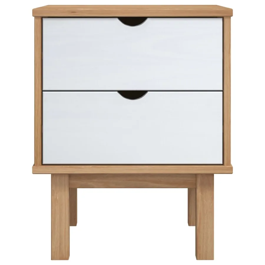 Table de chevet OTTA marron et blanc 45x39x57cm bois pin massif - 3