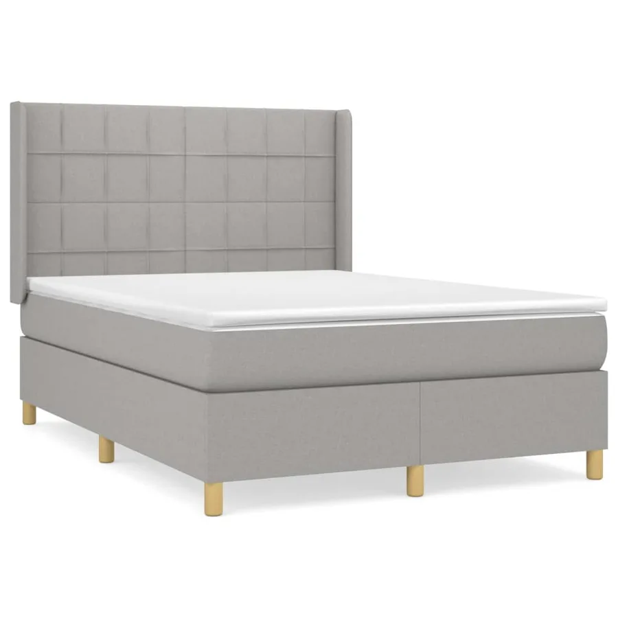 Sommier à lattes de lit avec matelas Gris clair 140x190cm Tissu - 2