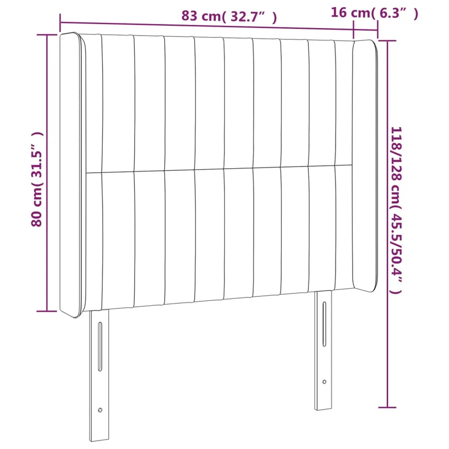Tête de lit avec oreilles Rose 83x16x118/128 cm Velours - 9