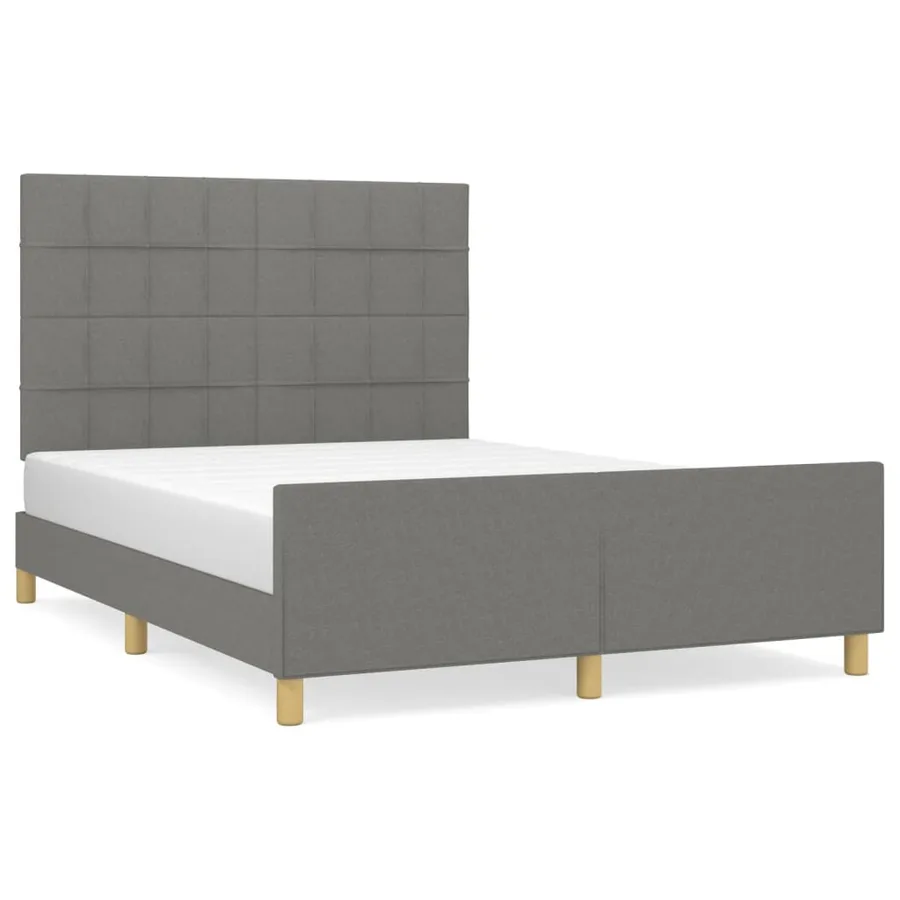 Cadre de lit sans matelas gris foncé 140x200 cm tissu - 2