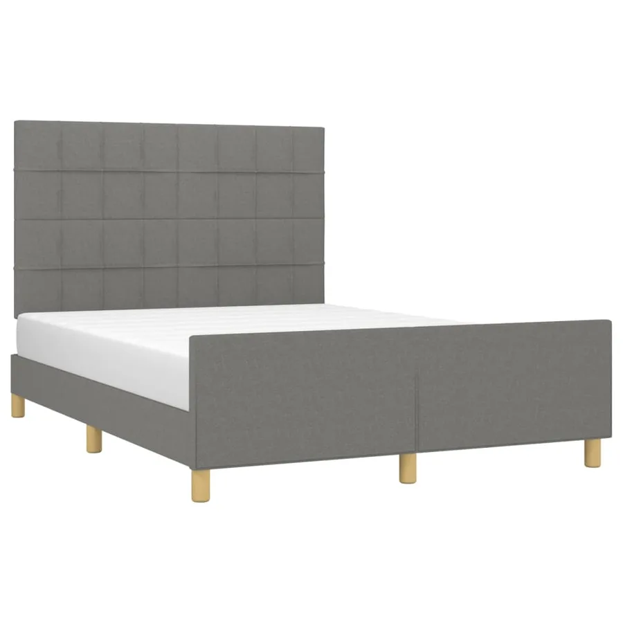 Cadre de lit sans matelas gris foncé 140x200 cm tissu - 3