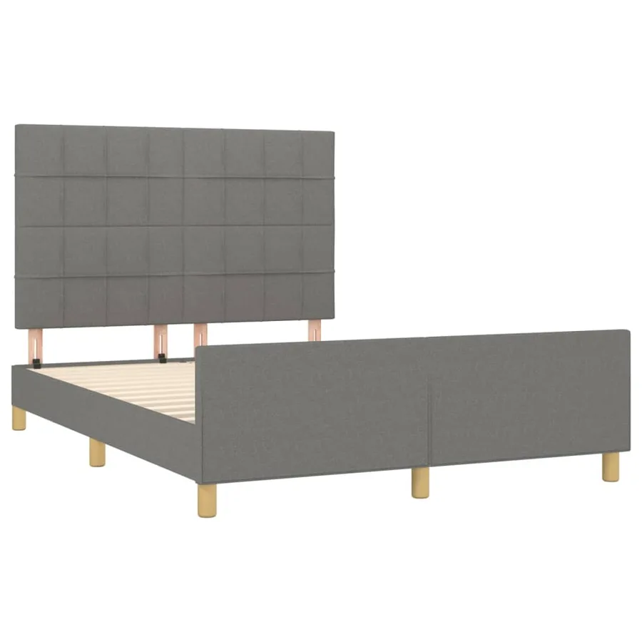 Cadre de lit sans matelas gris foncé 140x200 cm tissu - 4