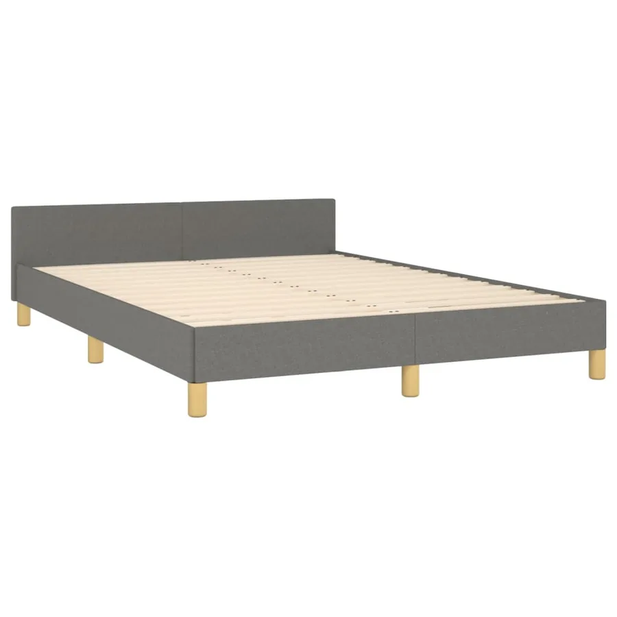 Cadre de lit sans matelas gris foncé 140x200 cm tissu - 5