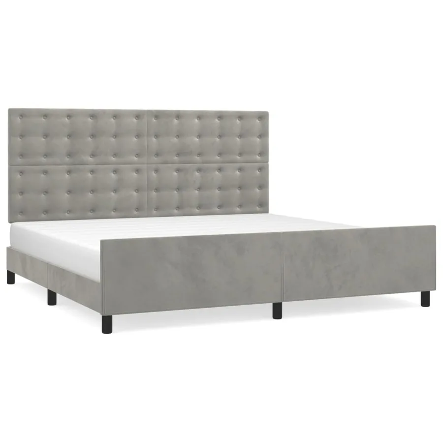 Cadre de lit sans matelas gris clair 200x200 cm velours - 2