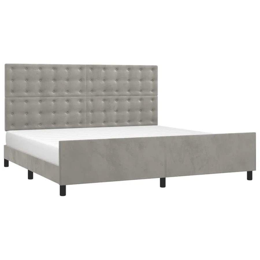 Cadre de lit sans matelas gris clair 200x200 cm velours - 3