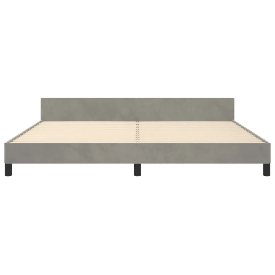 Cadre de lit sans matelas gris clair 200x200 cm velours - 6