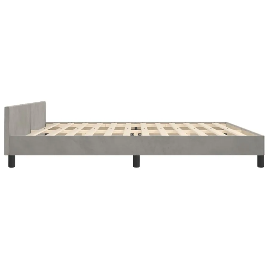 Cadre de lit sans matelas gris clair 200x200 cm velours - 7