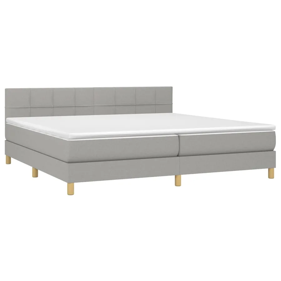 Sommier à lattes de lit matelas LED Gris clair 200x200 cm Tissu - 3
