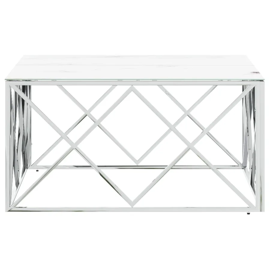 Table basse argenté 80x80x40 cm acier inoxydable et verre - 3