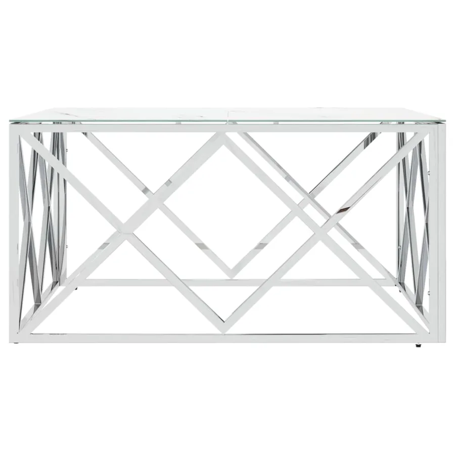 Table basse argenté 80x80x40 cm acier inoxydable et verre - 4