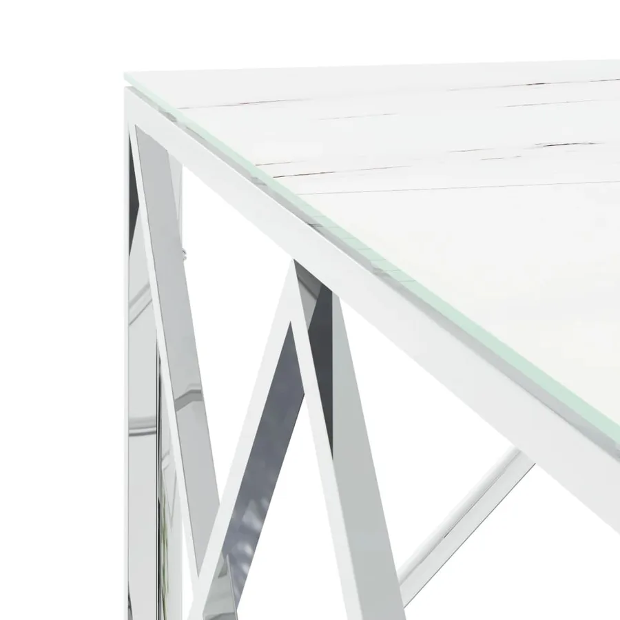 Table basse argenté 80x80x40 cm acier inoxydable et verre - 5