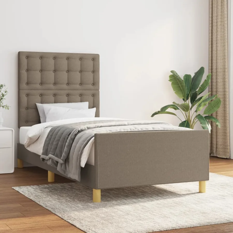 Cadre de lit sans matelas taupe 90x200 cm tissu