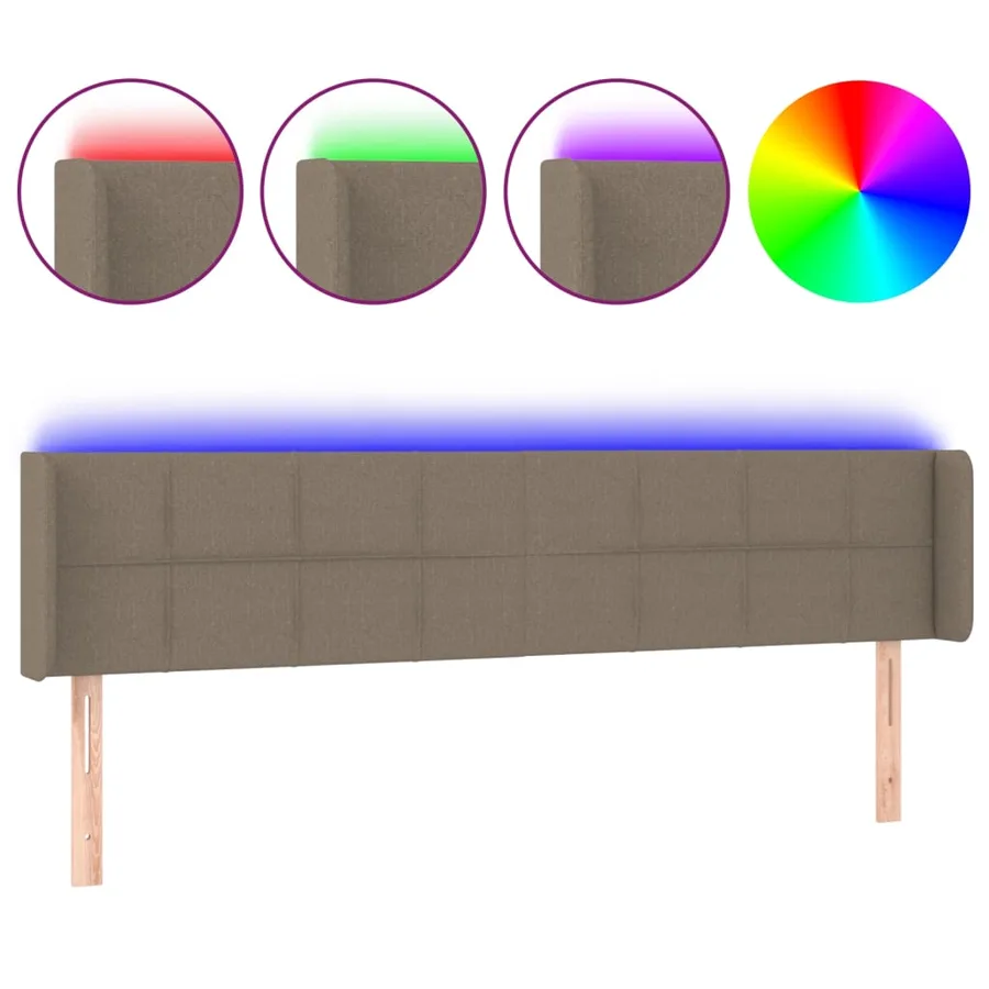 Tête de lit à LED Taupe 163x16x78/88 cm Tissu - 2