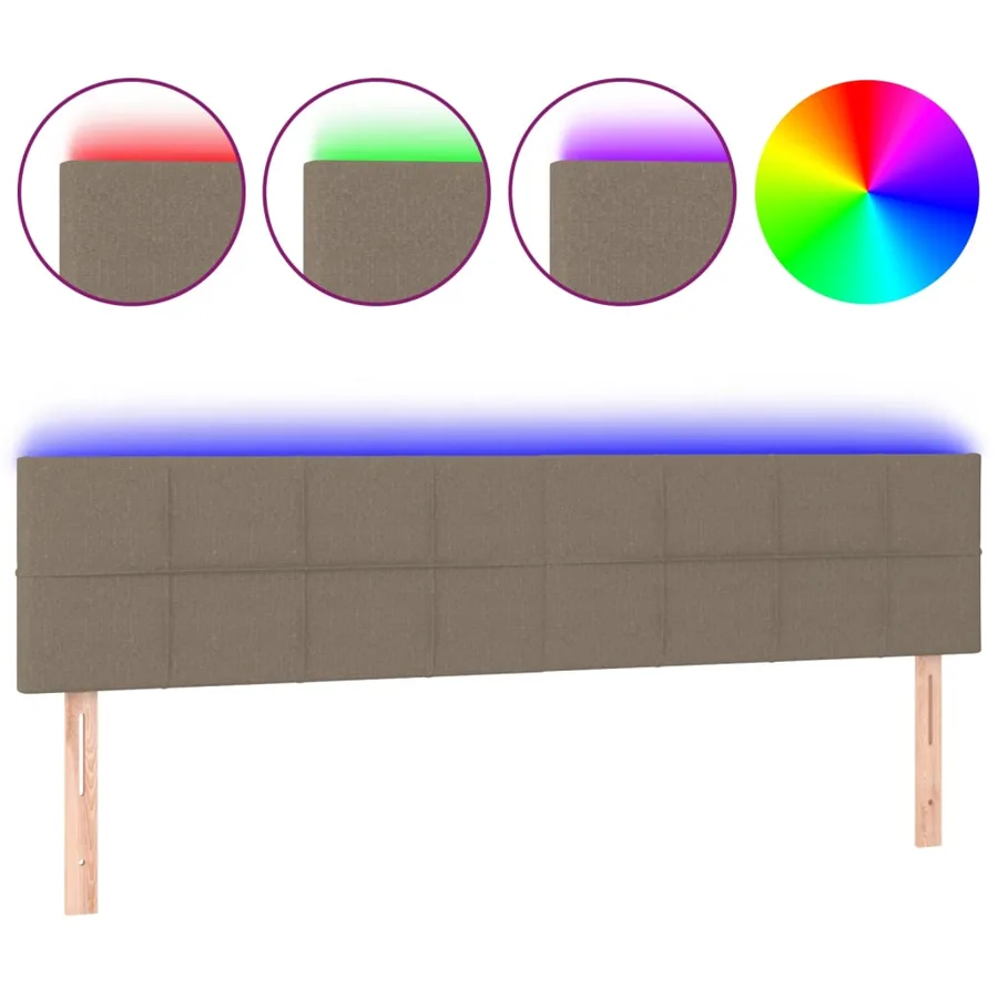 Tête de lit à LED Taupe 160x5x78/88 cm Tissu - 2