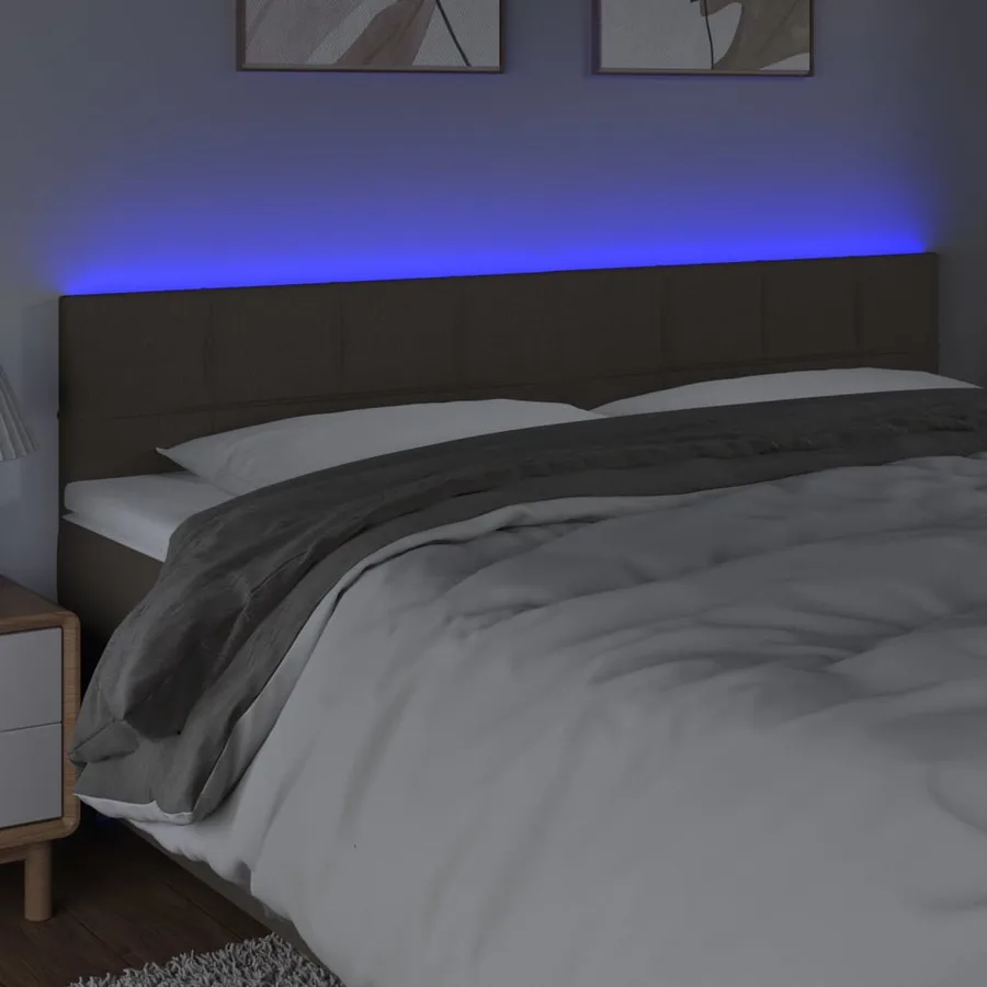 Tête de lit à LED Taupe 160x5x78/88 cm Tissu - 3