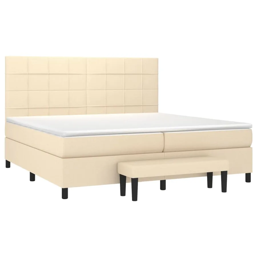 Sommier à lattes de lit avec matelas Crème 200x200 cm Tissu - 3