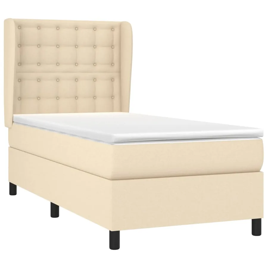 Sommier à lattes de lit et matelas Crème 90x190 cm Tissu - 3