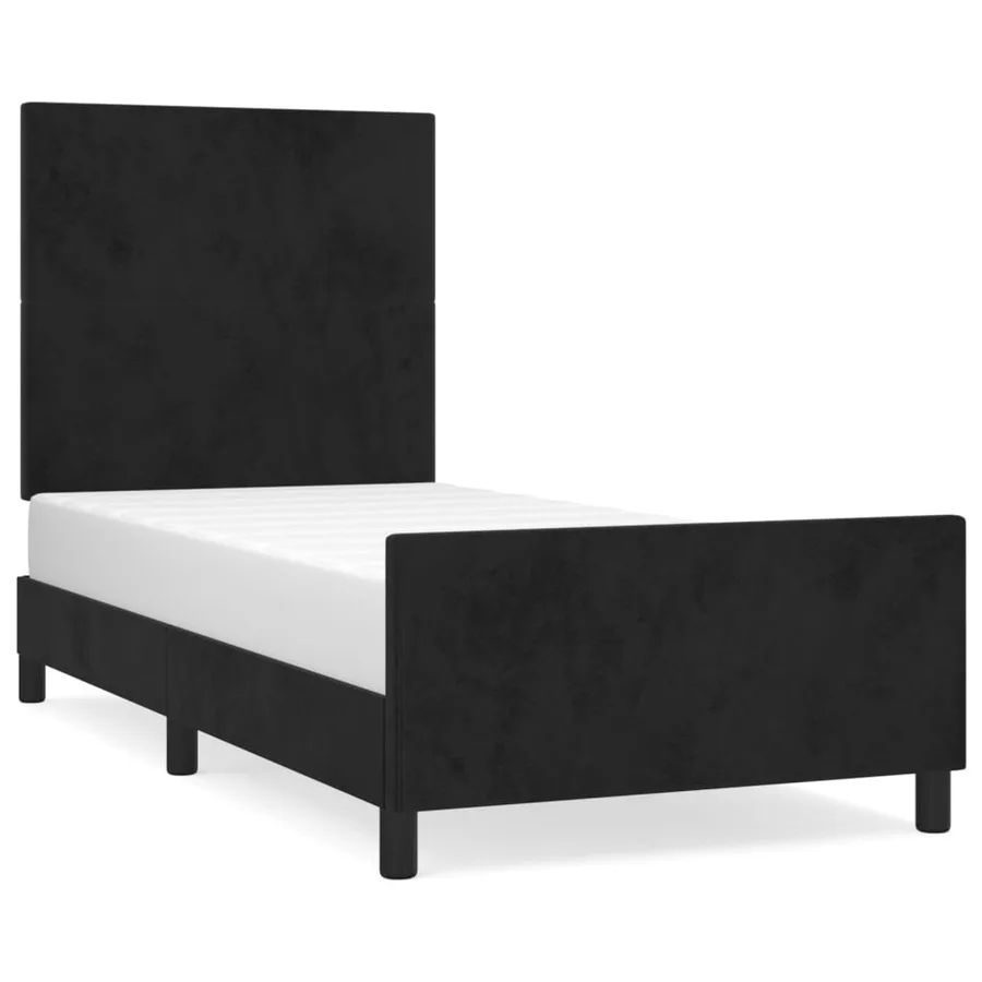 Cadre de lit sans matelas noir 100x200 cm velours - 2