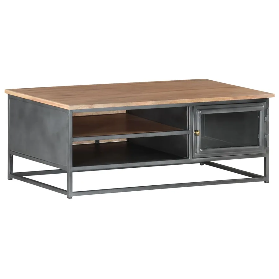 Table basse Gris 90x50x35 cm Bois d'acacia massif - 10