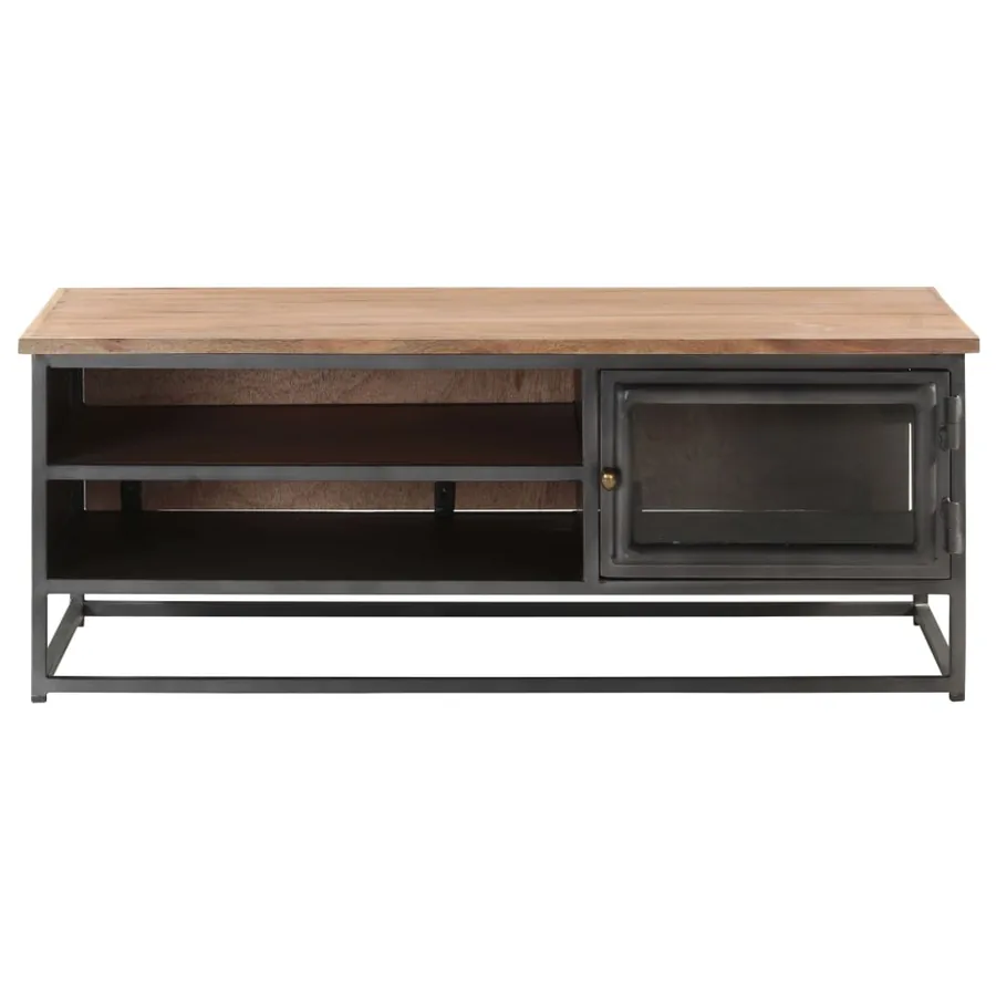 Table basse Gris 90x50x35 cm Bois d'acacia massif - 2