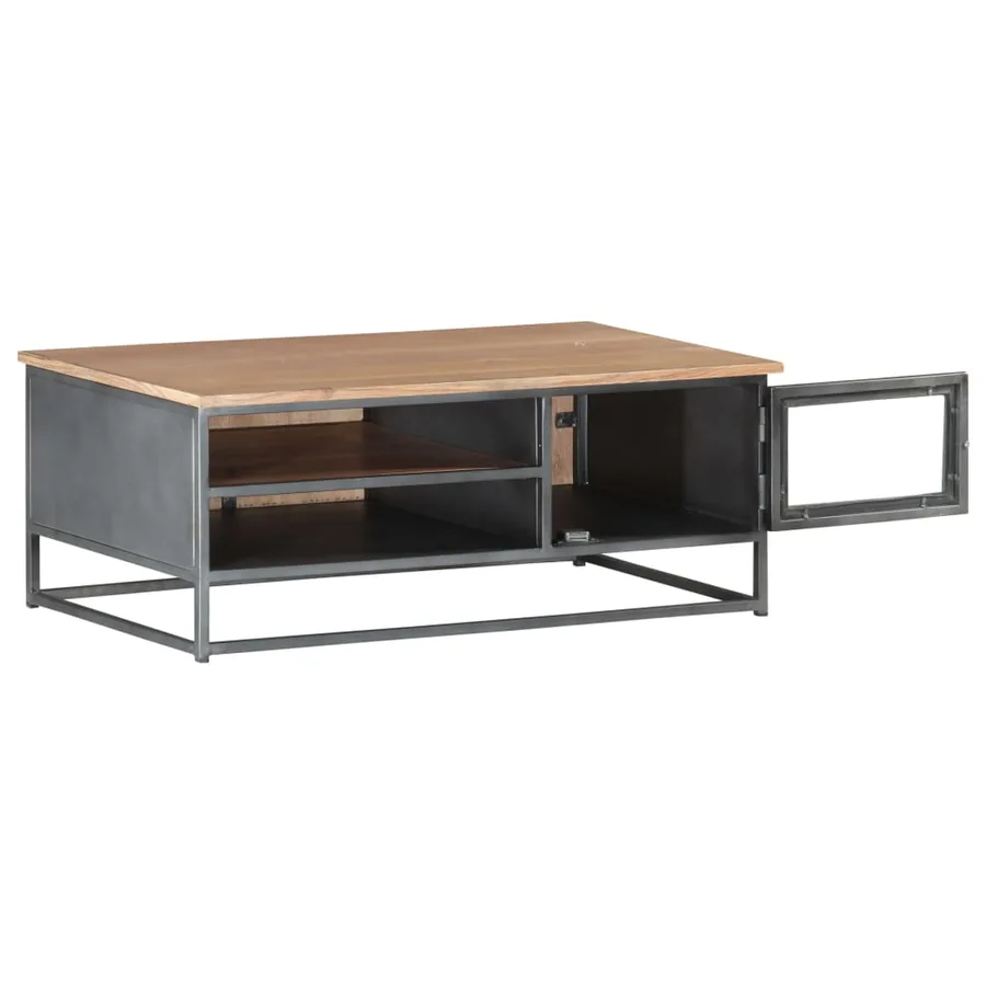 Table basse Gris 90x50x35 cm Bois d'acacia massif - 3