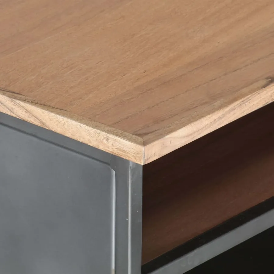 Table basse Gris 90x50x35 cm Bois d'acacia massif - 5