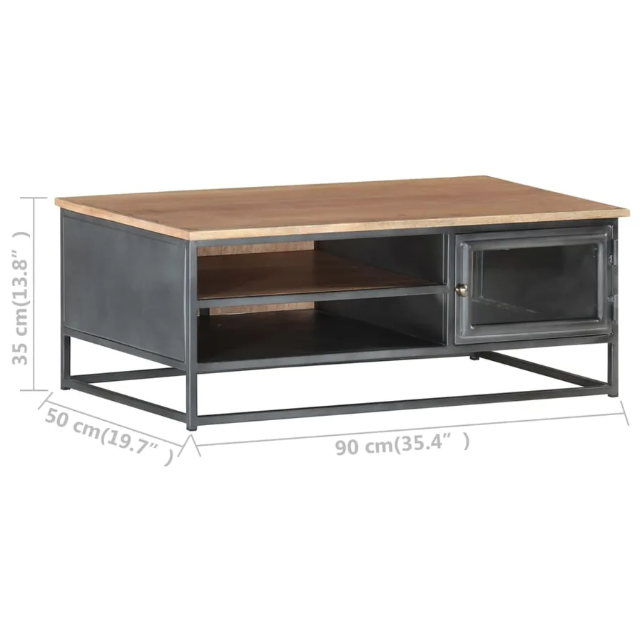 Table basse Gris 90x50x35 cm Bois d'acacia massif - 7