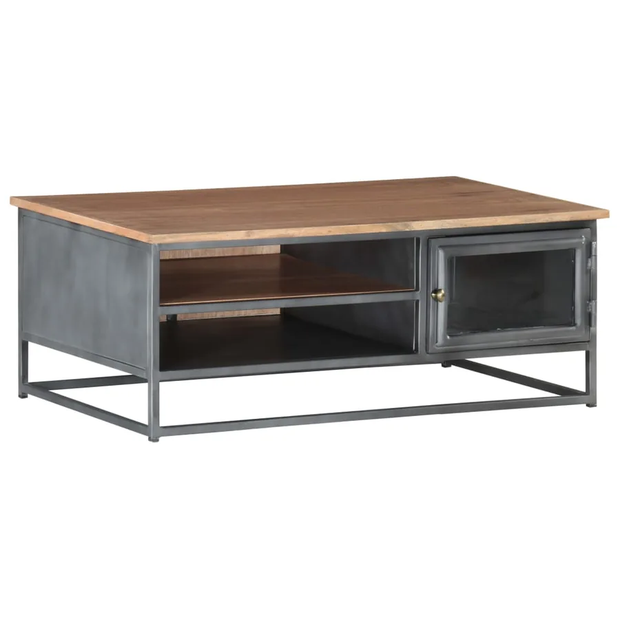 Table basse Gris 90x50x35 cm Bois d'acacia massif - 8