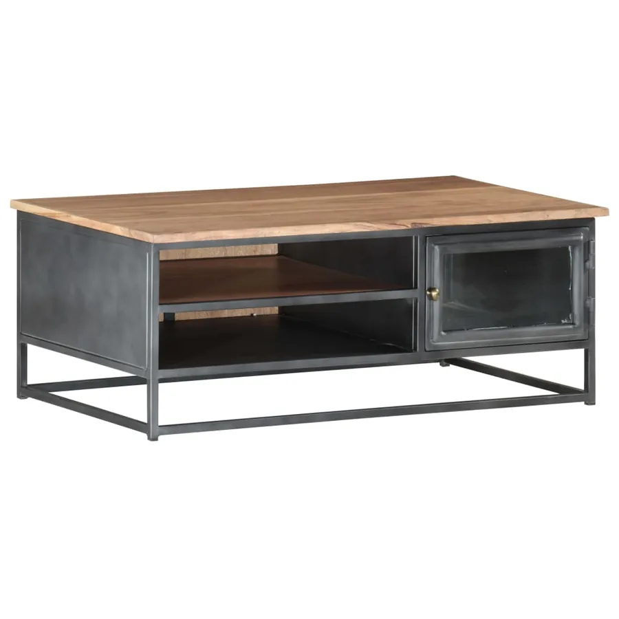 Table basse Gris 90x50x35 cm Bois d'acacia massif - 9