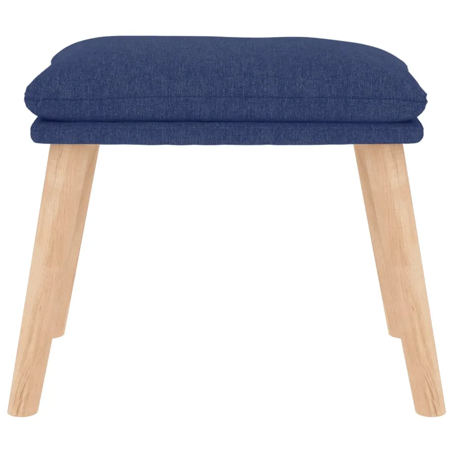 Chaise de relaxation avec tabouret Bleu Tissu - 11