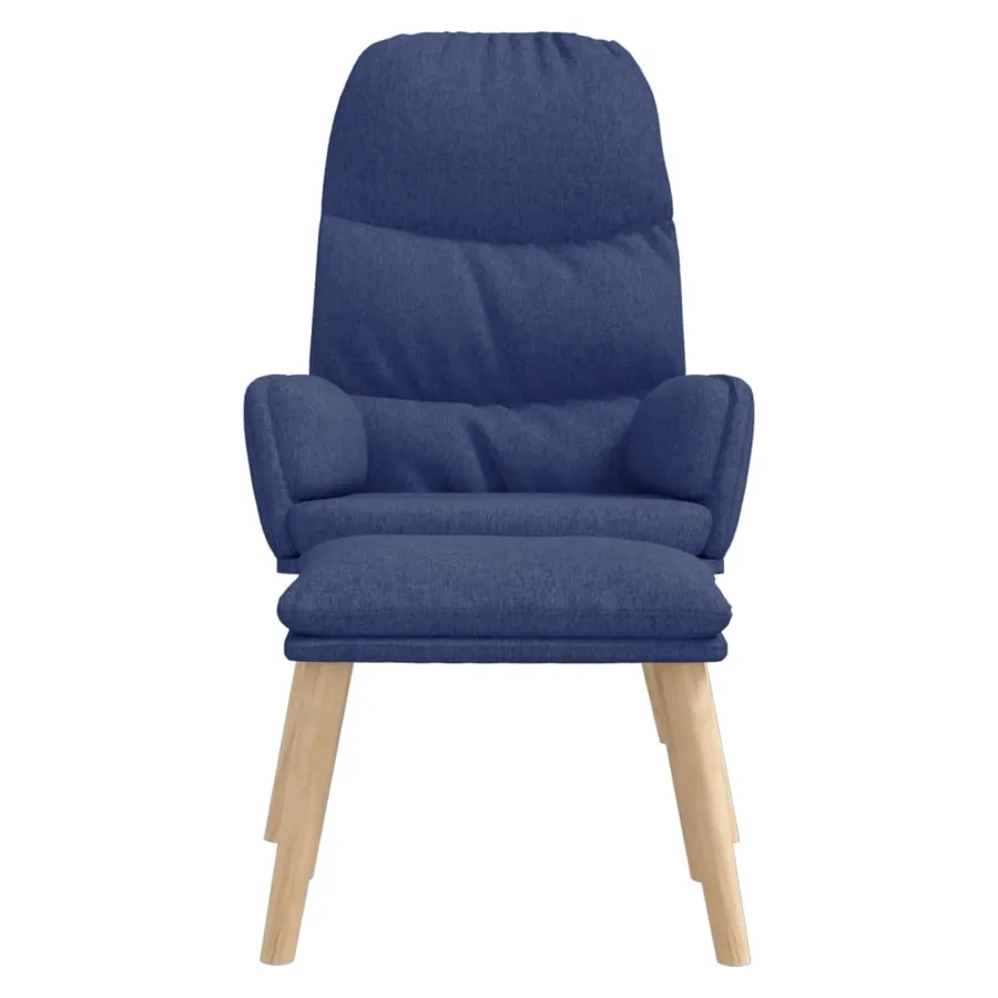 Chaise de relaxation avec tabouret Bleu Tissu - 3