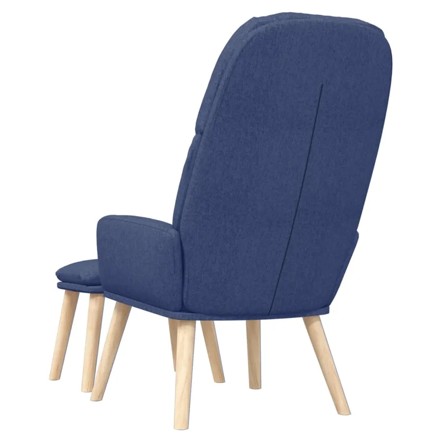 Chaise de relaxation avec tabouret Bleu Tissu - 5